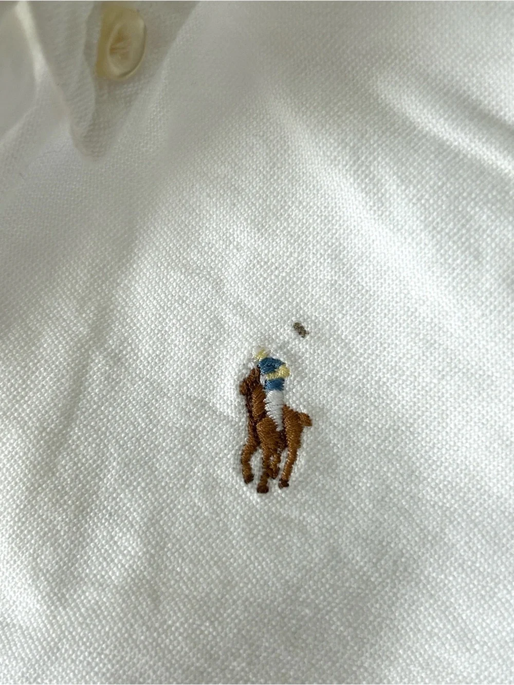Ralph Lauren White Infant Button-Up Collared Polo Shirt, 12 months